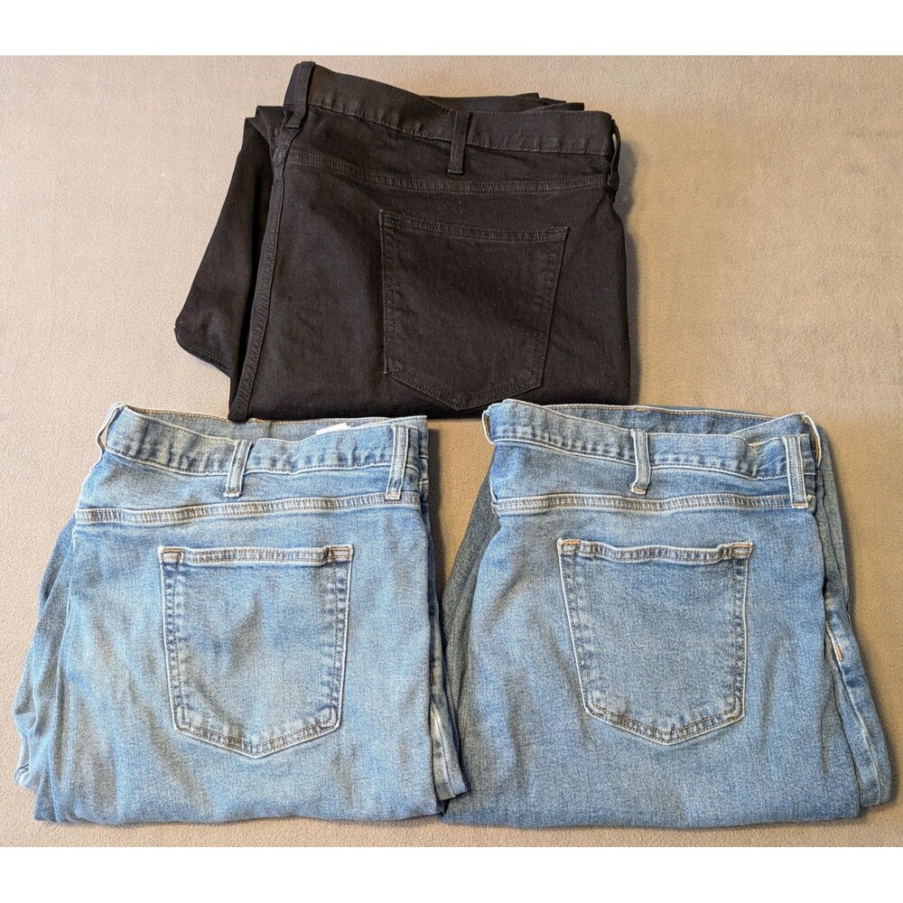 Old Navy Men's Jeans 48x34 Straight Flex Blue Black Denim Big Tall Lot of 3